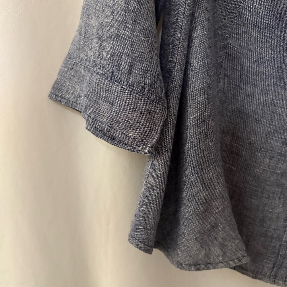 COLDWATER CREEK 100% Linen 3/4 Sleeve Blue Button Down Shirt Size XL - Picture 6 of 7